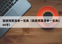 装修预算清单一览表（装修预算清单一览表100平）